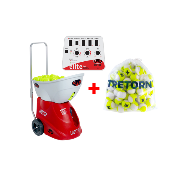 Elite 2 mit einer Fernbedienung mit 10 Funktionen + Tretorn Micro-X Tennisbälle (Gelb/Weiß zweifarbig- 72 Bälle)
