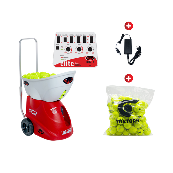 Lot Elite de trois raquettes avec un chargeur haut de gamme et une boîte de balles Tretorn Micro-X (72 pièces)