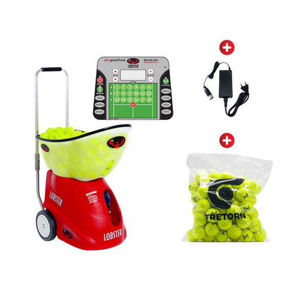 elite grand five le avec un chargeur haut de gamme et un paquet de balles Tretorn Micro-X (72 pièces)