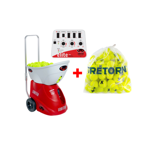 Elite 2 mit einer Fernbedienung mit 10 Funktionen + Tretorn Micro-X Tennisbälle (Gelb - 72 Bälle)