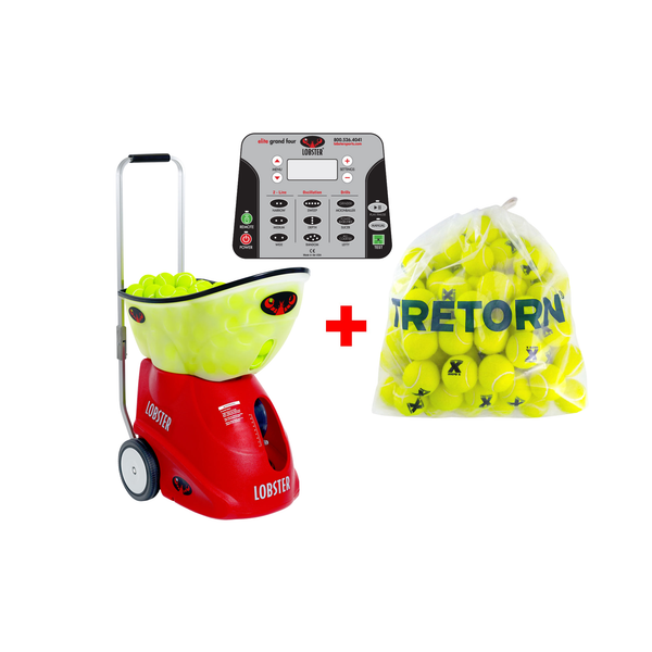 Elite Grand 4 mit einer Fernbedienung mit 20 Funktionen + Tretorn Micro-X Tennisbälle (Gelb - 72 Bälle)