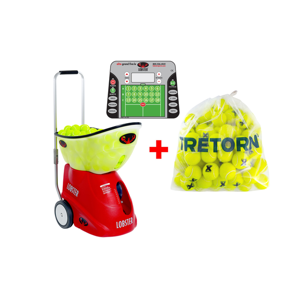 Elite Grand 5 LE mit einer Fernbedienung mit 20 Funktionen + Tretorn Micro-X Tennisbälle (Gelb - 72 Bälle)