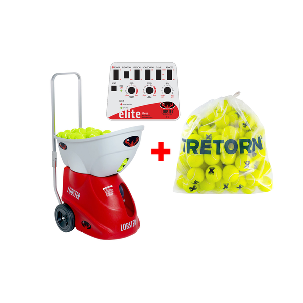 Elite 3 mit einer Fernbedienung mit 10 Funktionen + Tretorn Micro-X Tennisbälle (Gelb - 72 Bälle)